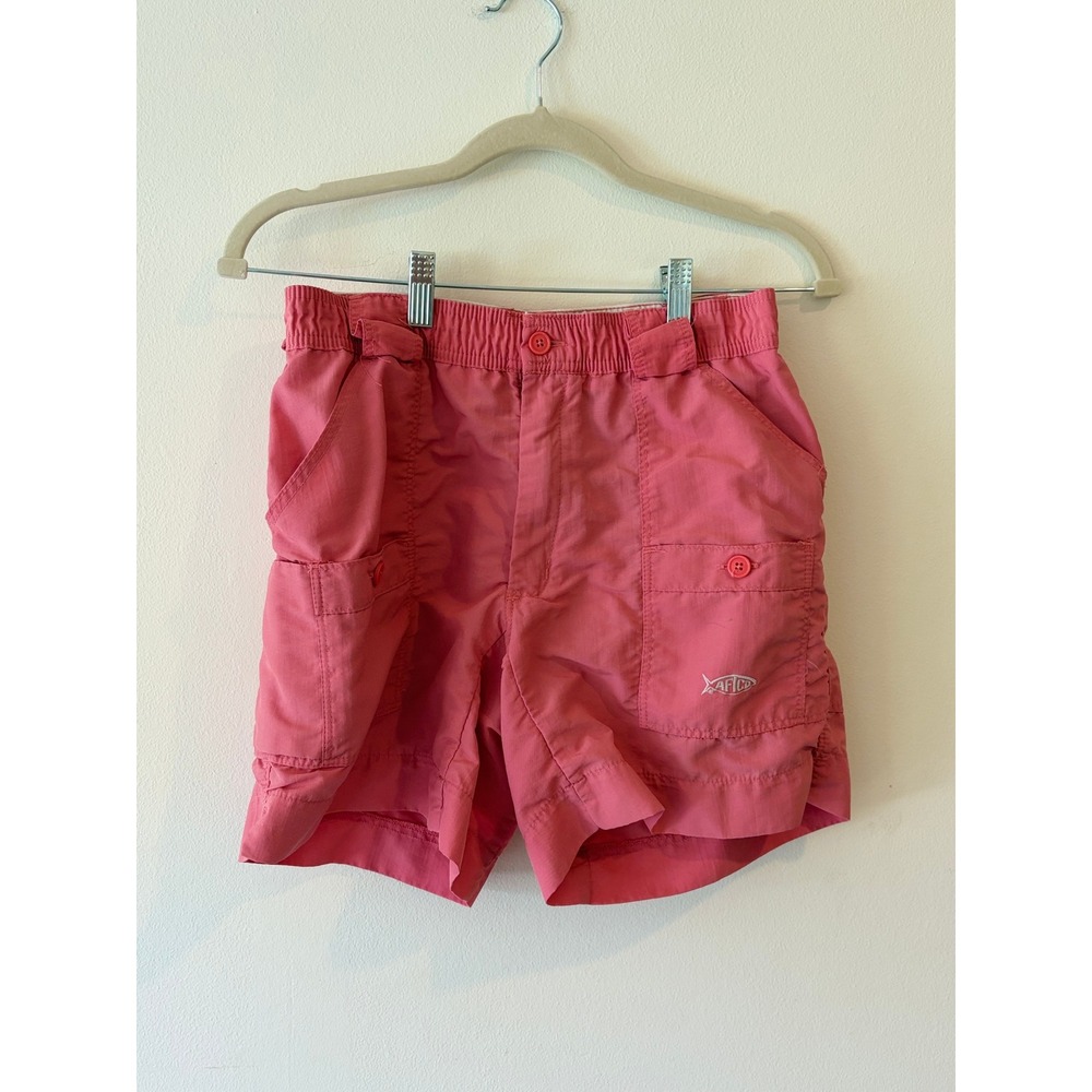 AFTCO Mens M01 Original Fishing Shorts Salmon Pink Size 28 Nylon Utility Cargo